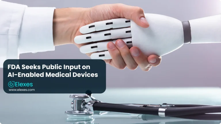 Illustration showing AI technology and FDA evaluation concept for medical devices
