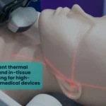 Thermal simulation heat map of a high-power laser medical device heat sink and in-tissue thermal measurement during dermatologic treatment