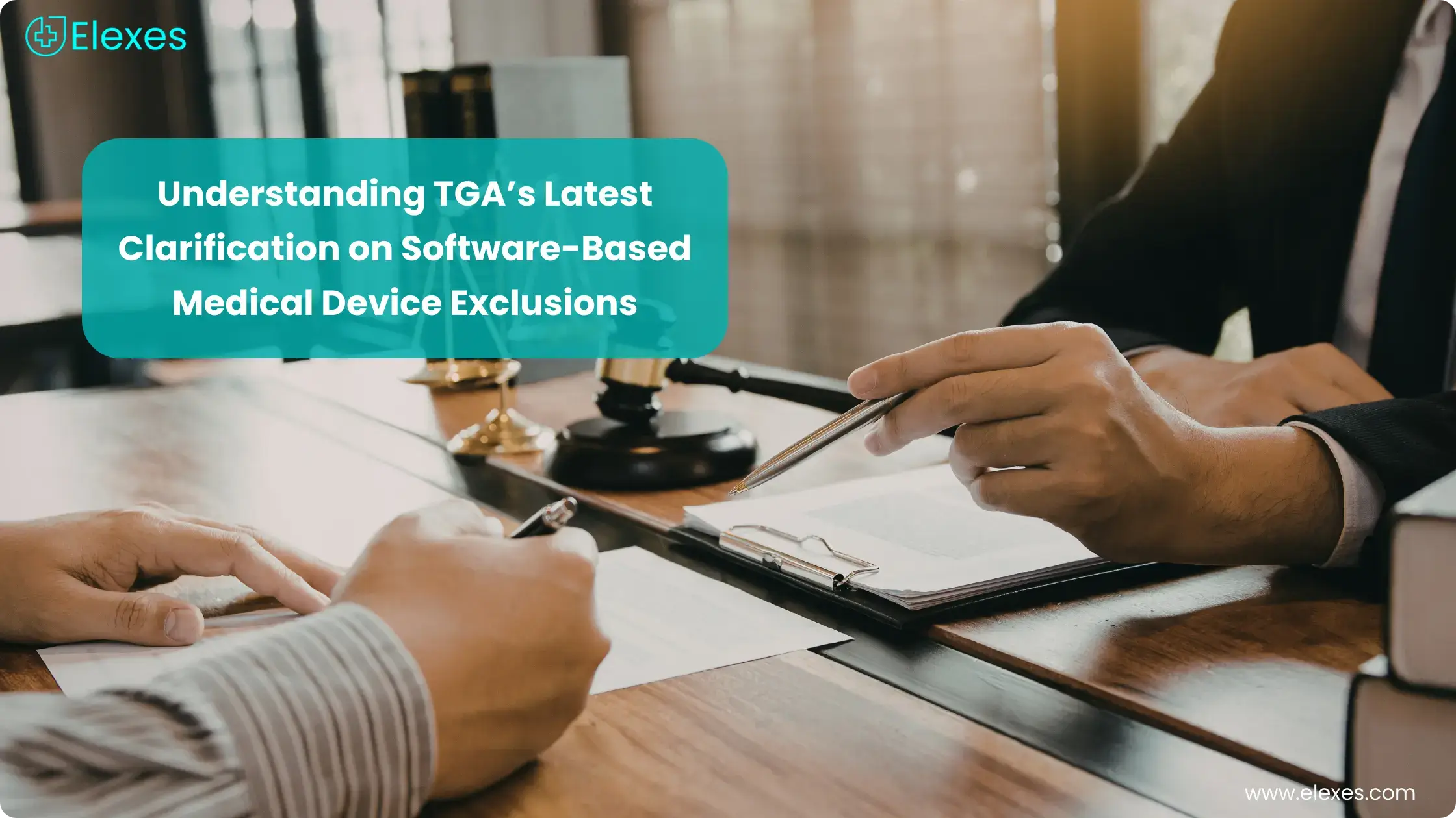 Professional reviewing documents, representing regulatory assessment of software medical device classification under TGA guidelines.