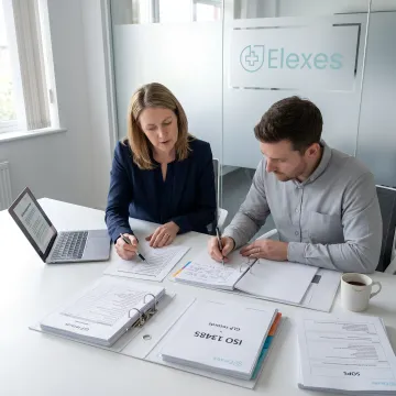 GLP compliance consultants reviewing laboratory documentation