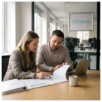 Regulatory strategy consultants reviewing compliance documents