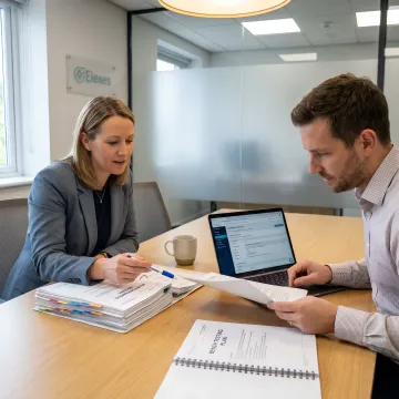 Regulatory team reviewing 510(k) test strategy documents