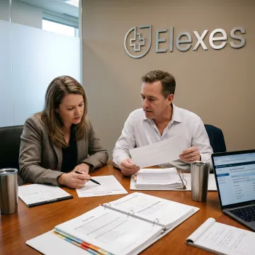 Regulatory compliance consultants reviewing quality documents